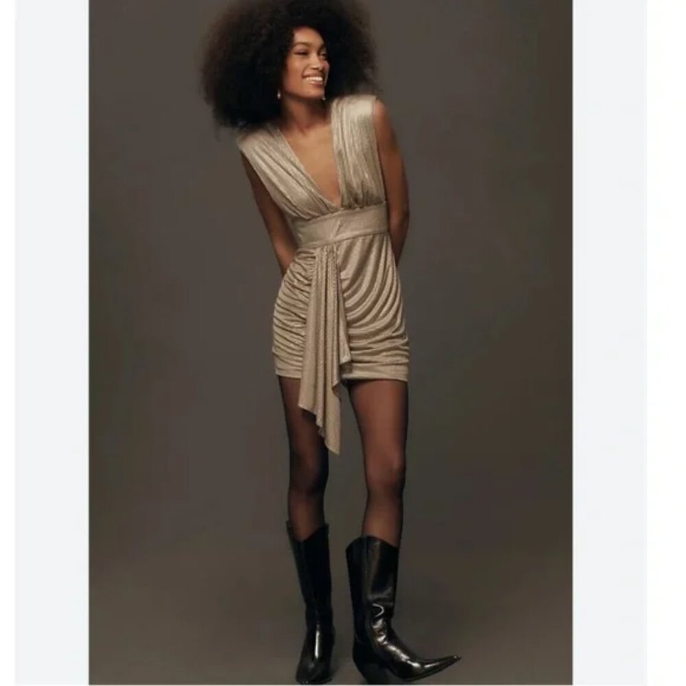 Anthropologie Nikita Mhaisalkar Draped Sequin Mini Dress S